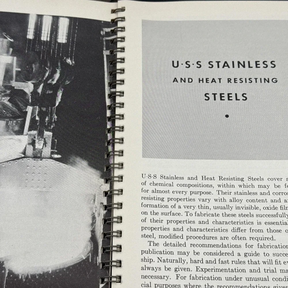 Vintage US Steel USS Fabrication‎ Stainless & Heat Resisting 1953 Leather Bound
